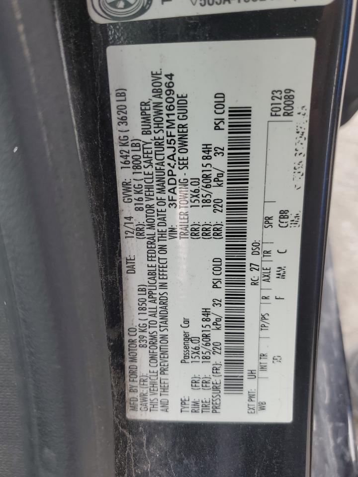 2015 Ford Fiesta S VIN: 3FADP4AJ5FM160964 Lot: 85568435