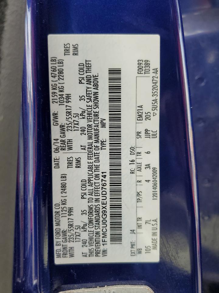 2014 Ford Escape Se VIN: 1FMCU0G9XEUD76741 Lot: 86674915