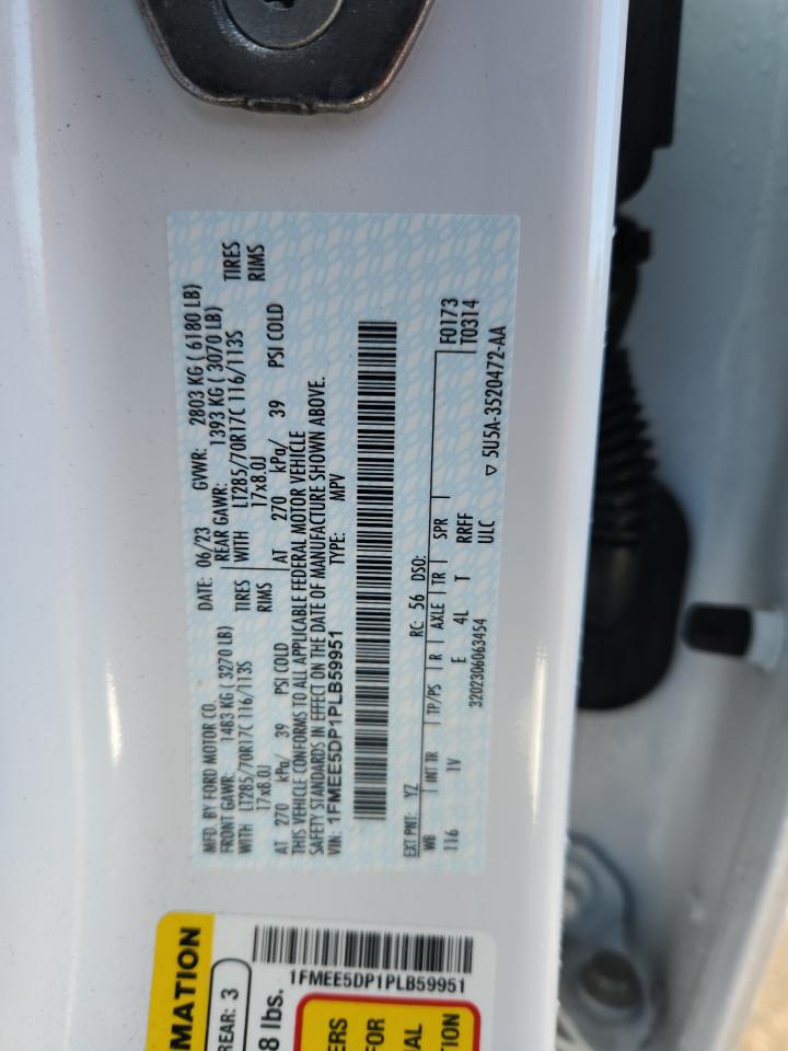 2023 Ford Bronco Base VIN: 1FMEE5DP1PLB59951 Lot: 90258545