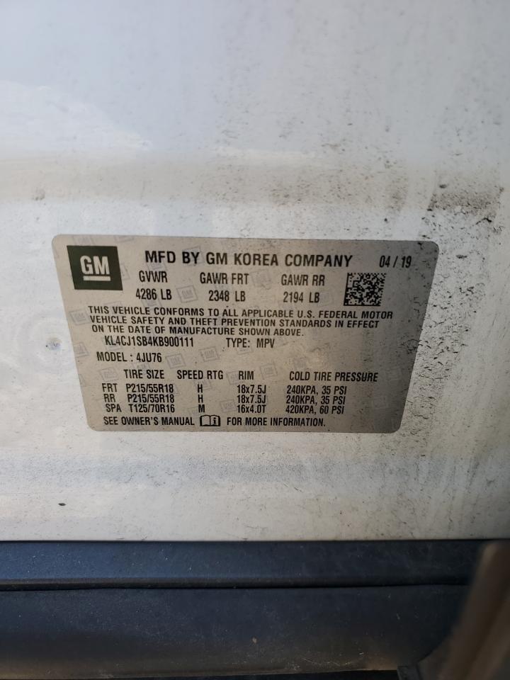 2019 Buick Encore Sport Touring VIN: KL4CJ1SB4KB900111 Lot: 82196355