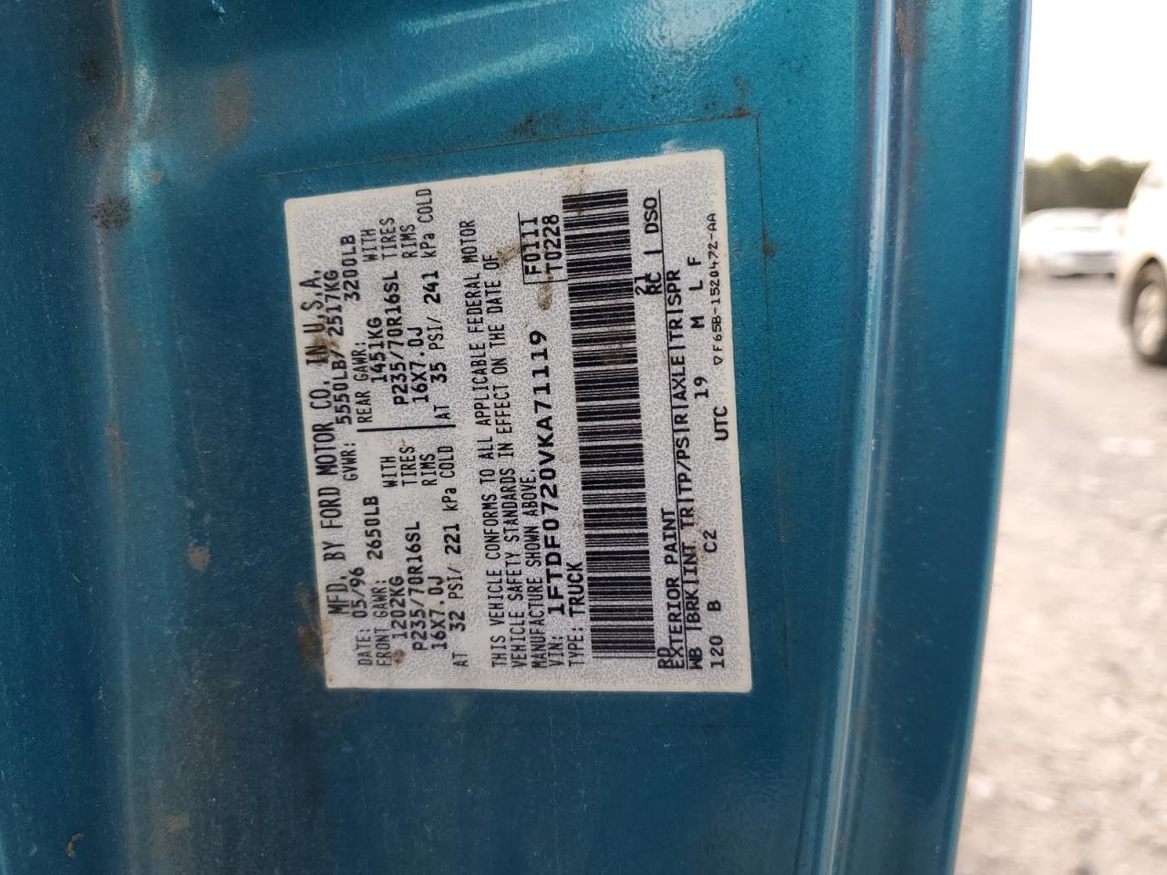 1997 Ford F150 VIN: 1FTDF0720VKA71119 Lot: 82358575