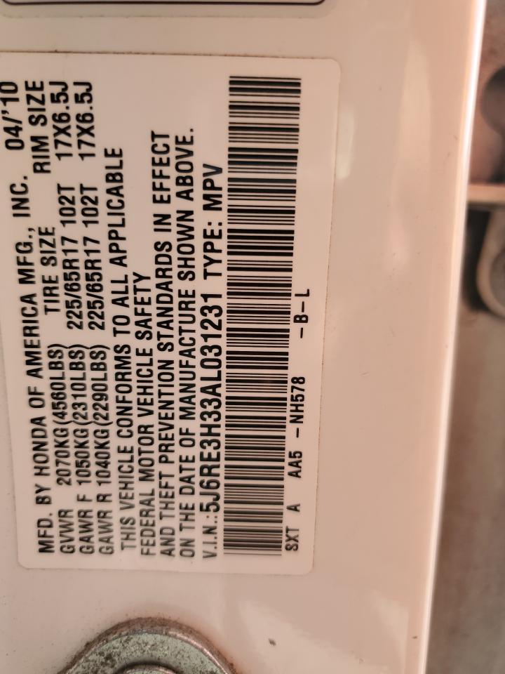 2010 Honda Cr-V Lx VIN: 5J6RE3H33AL031231 Lot: 85345275