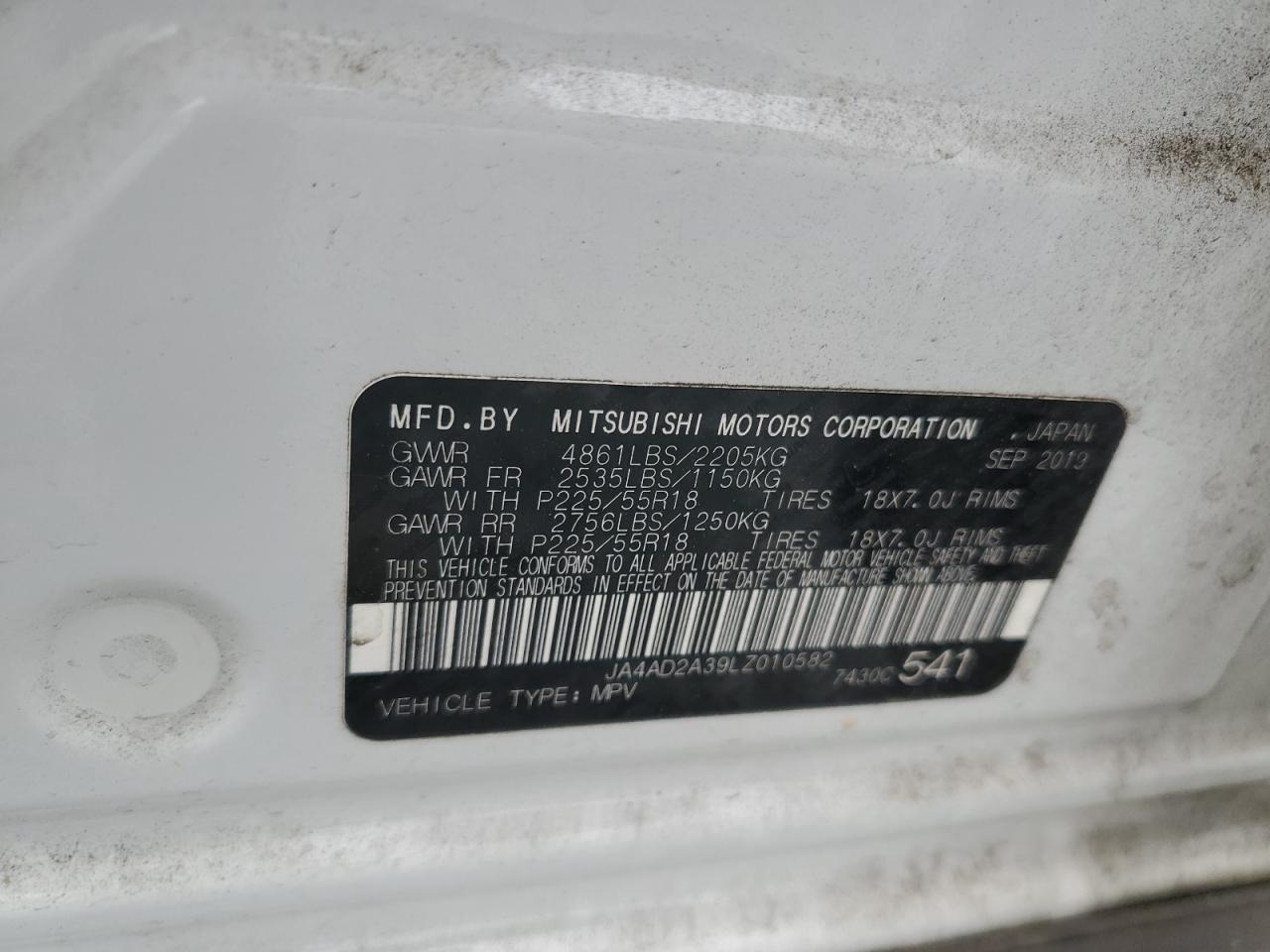 2020 Mitsubishi Outlander Es VIN: JA4AD2A39LZ010582 Lot: 90246645