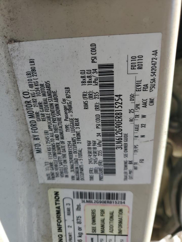 2014 Lincoln Mkz VIN: 3LN6L2G90ER815254 Lot: 82480075