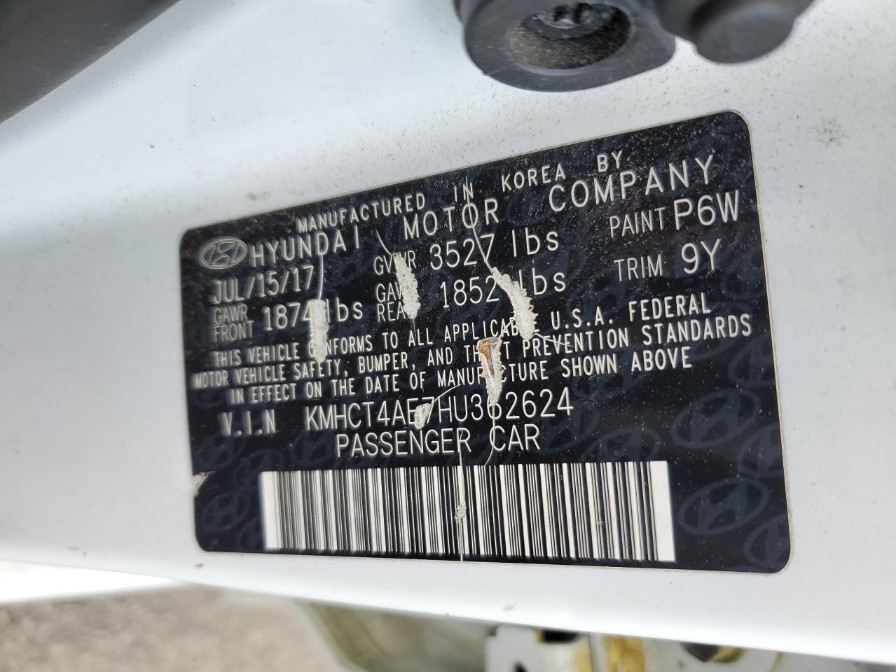 2017 Hyundai Accent Se VIN: KMHCT4AE7HU362624 Lot: 87045875