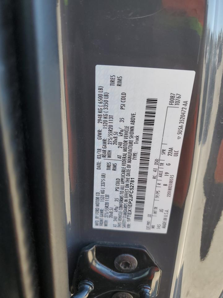 2018 Ford F150 Super Cab VIN: 1FTEX1EP2JFC52781 Lot: 86280965