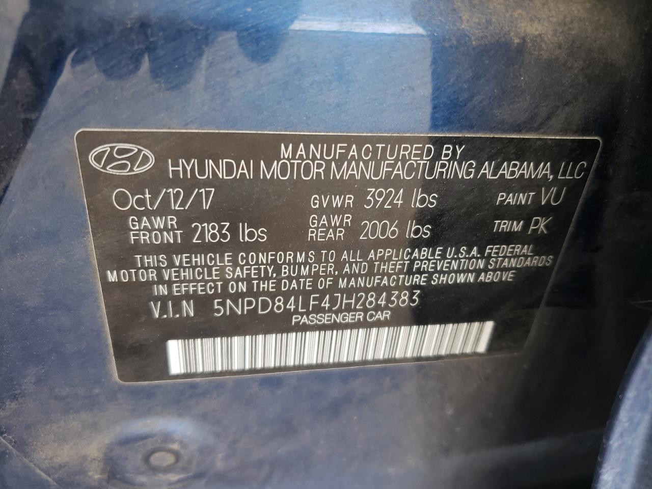 2018 Hyundai Elantra Sel VIN: 5NPD84LF4JH284383 Lot: 86465295