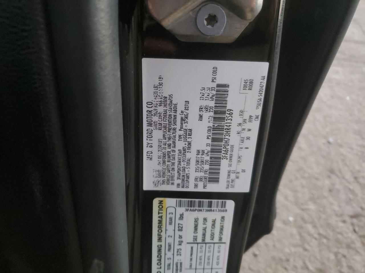 2017 Ford Fusion Se VIN: 3FA6P0H73HR413569 Lot: 86285605