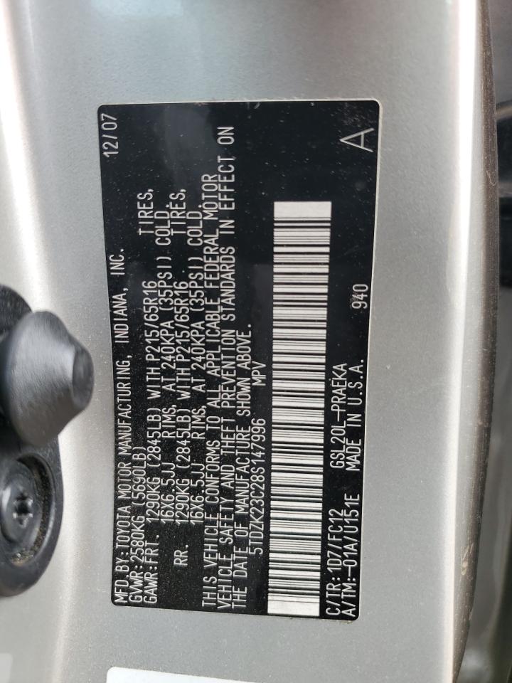 2008 Toyota Sienna Ce VIN: 5TDZK23C28S147996 Lot: 82786305