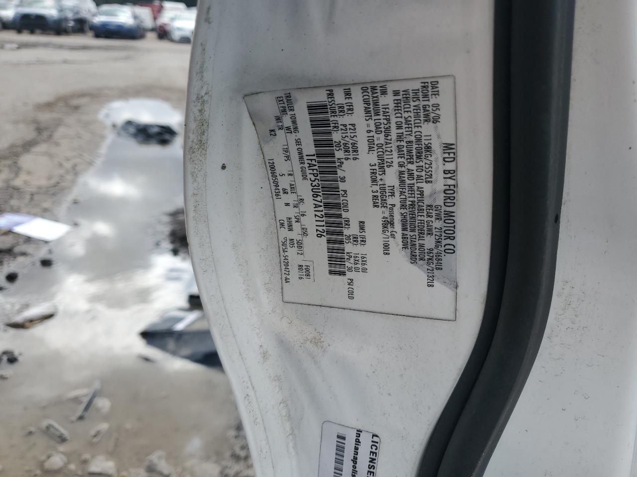 2007 Ford Taurus Se VIN: 1FAFP53U67A121126 Lot: 94443115