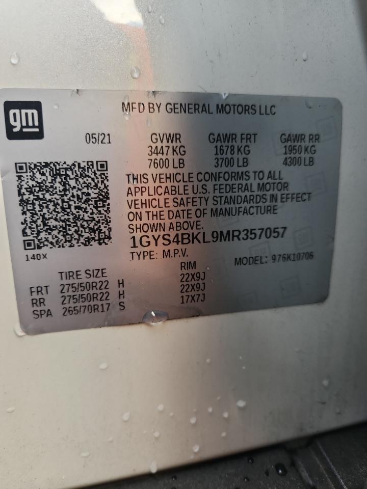 2021 Cadillac Escalade Premium Luxury VIN: 1GYS4BKL9MR357057 Lot: 90719185