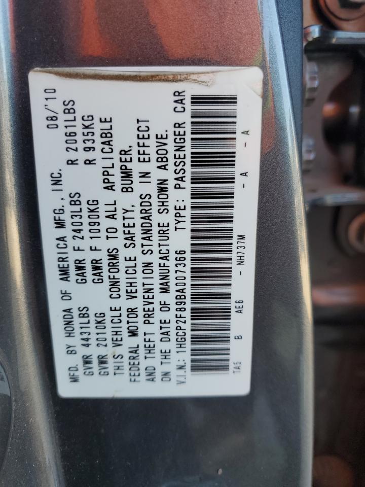 2011 Honda Accord Exl VIN: 1HGCP2F89BA007366 Lot: 86275265