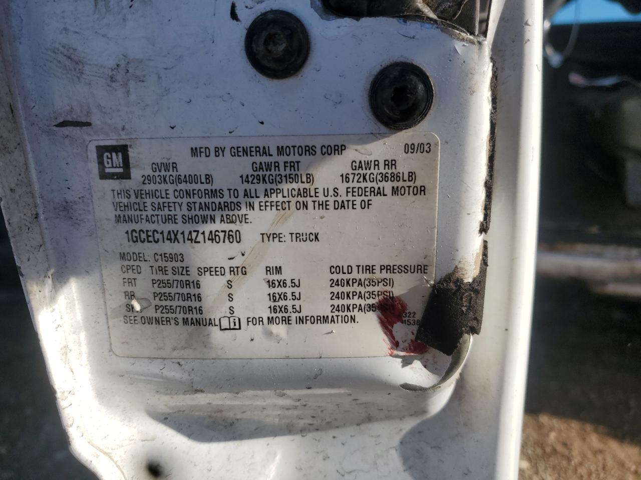 2004 Chevrolet Silverado C1500 VIN: 1GCEC14X14Z146760 Lot: 85757285