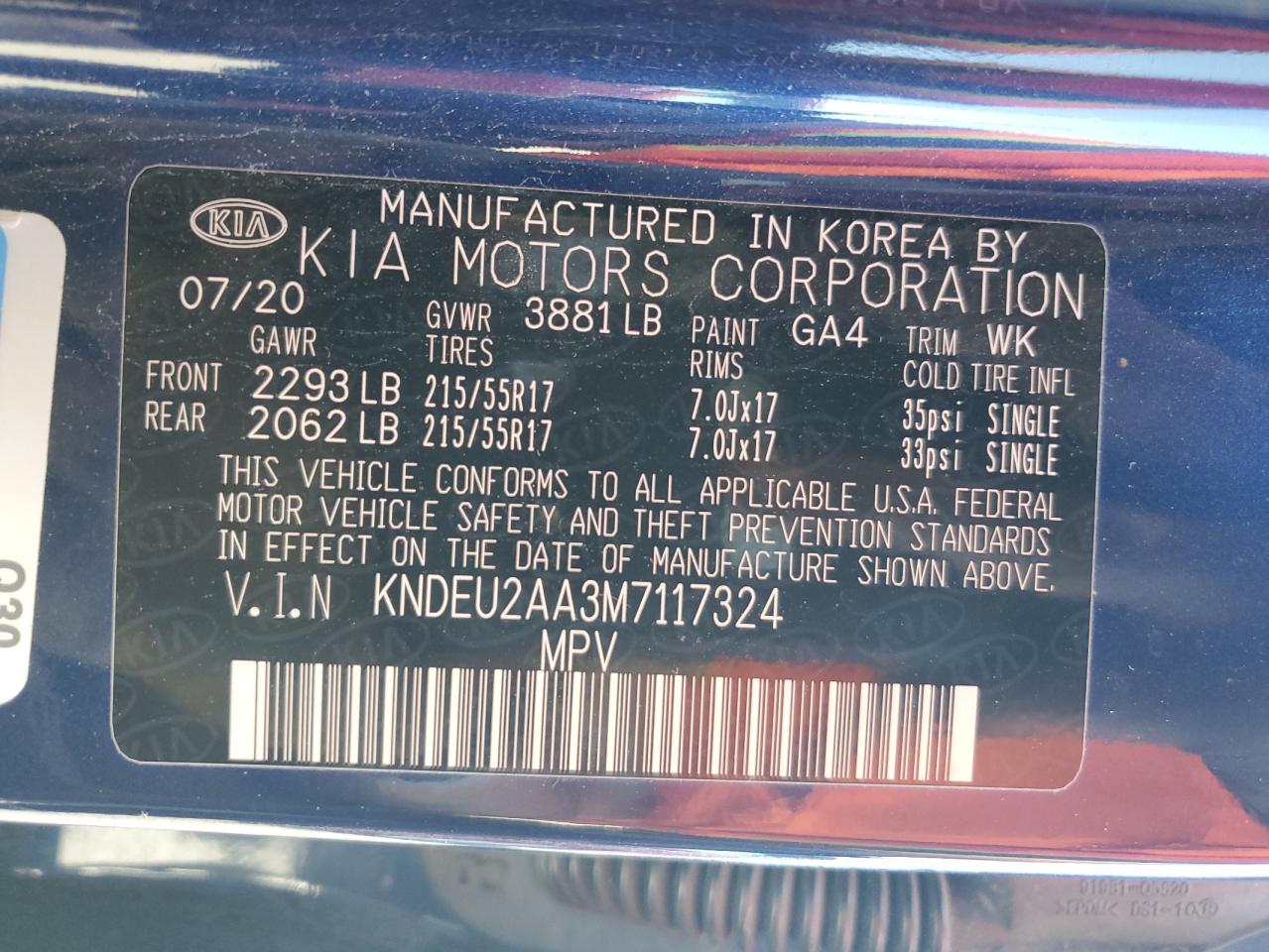 2021 Kia Seltos S VIN: KNDEU2AA3M7117324 Lot: 85417305