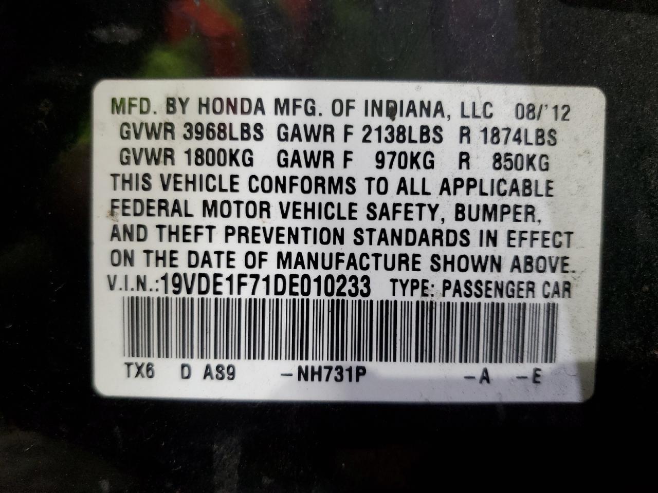 2013 Acura Ilx 20 Tech VIN: 19VDE1F71DE010233 Lot: 86123945