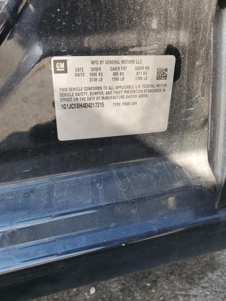 2013 Chevrolet Sonic Lt VIN: 1G1JC5SH4D4217215 Lot: 82462635