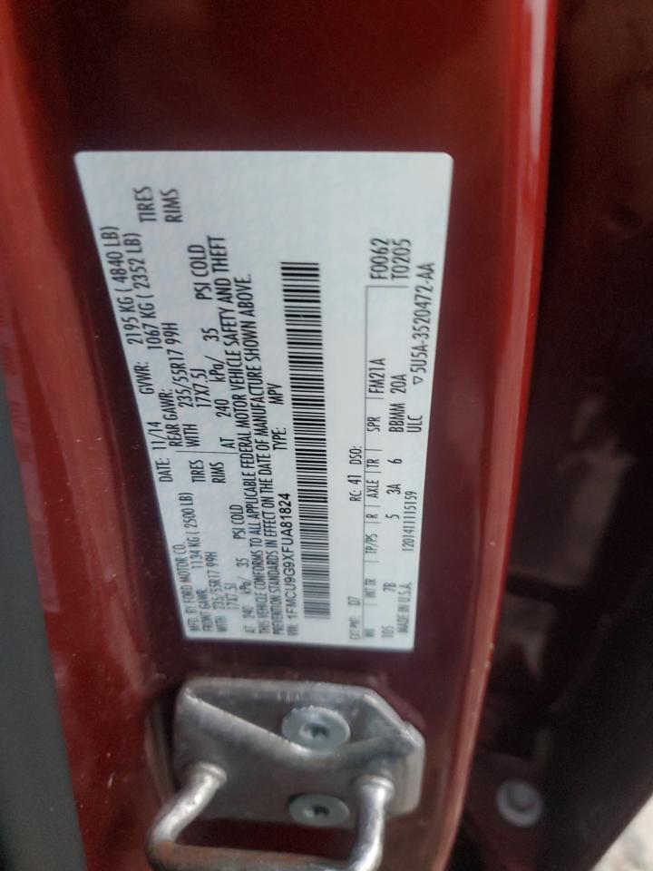 2015 Ford Escape Se VIN: 1FMCU9G9XFUA81824 Lot: 87048145