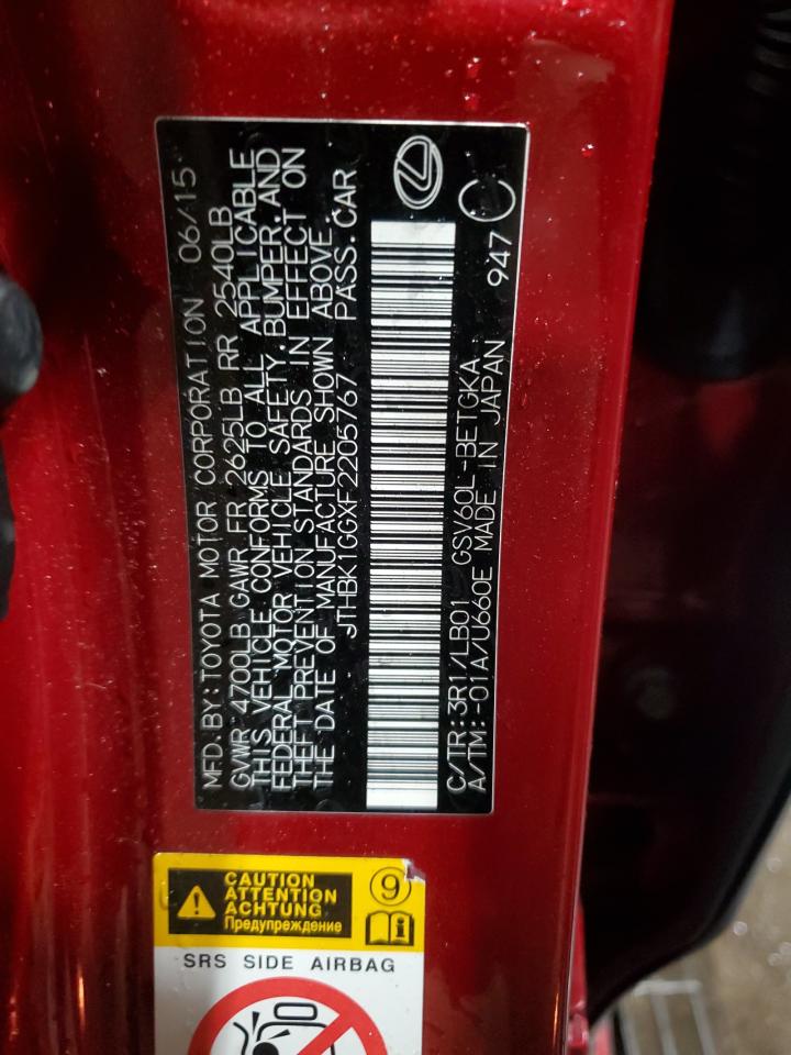 2015 Lexus Es 350 VIN: JTHBK1GGXF2205767 Lot: 87454255