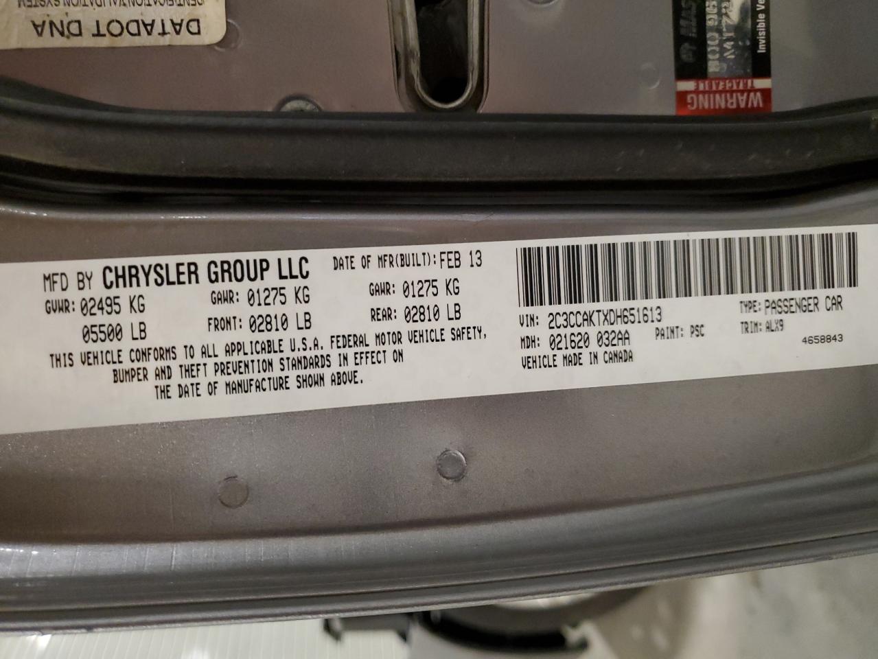 2013 Chrysler 300C VIN: 2C3CCAKTXDH651613 Lot: 85350575