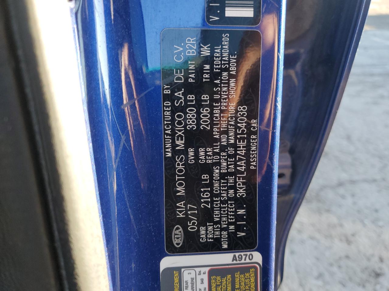 2017 Kia Forte Lx VIN: 3KPFL4A74HE154038 Lot: 89687645