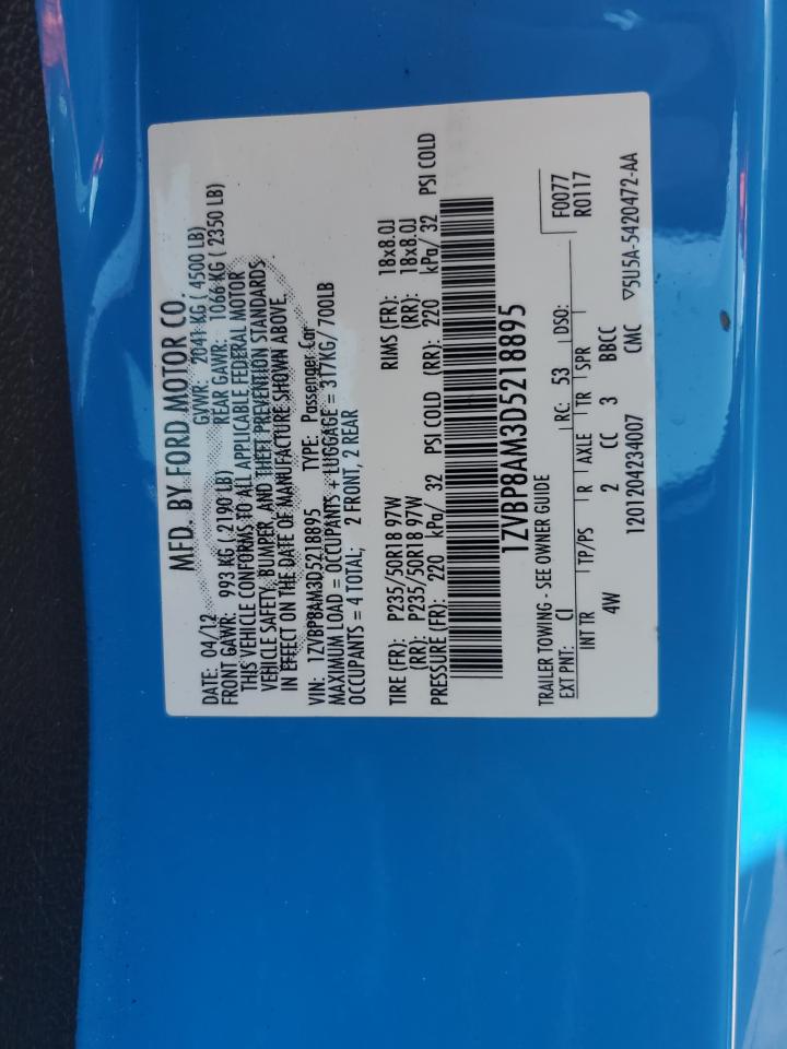 2013 Ford Mustang VIN: 1ZVBP8AM3D5218895 Lot: 82201245