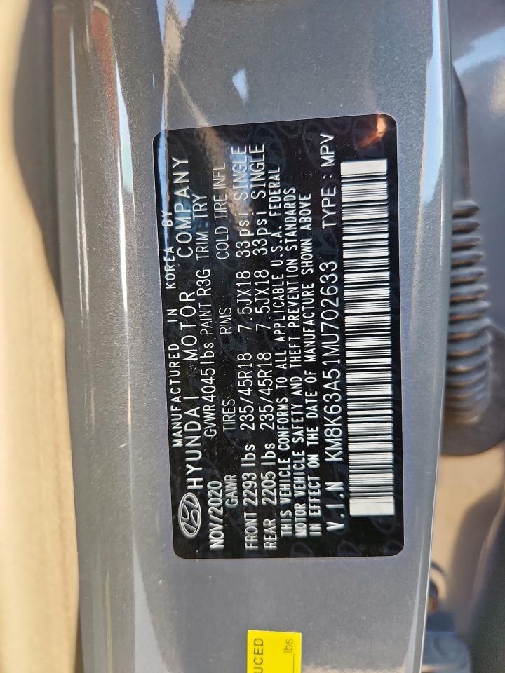 2021 Hyundai Kona Night VIN: KM8K63A51MU702633 Lot: 84365035