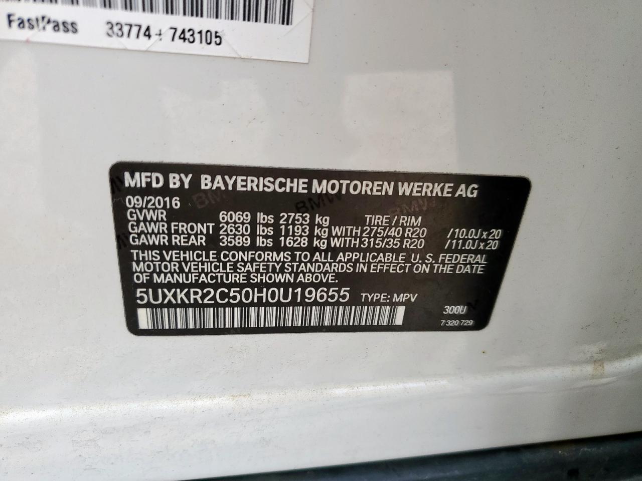 2017 BMW X5 Sdrive35I VIN: 5UXKR2C50H0U19655 Lot: 86245725