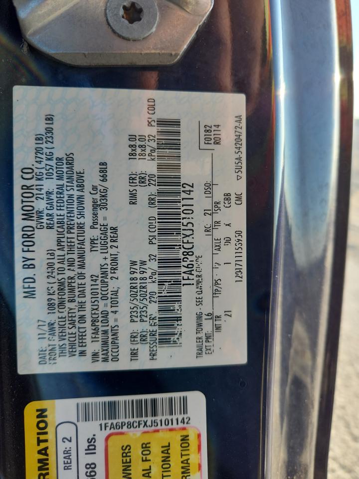 2018 Ford Mustang Gt VIN: 1FA6P8CFXJ5101142 Lot: 86134505