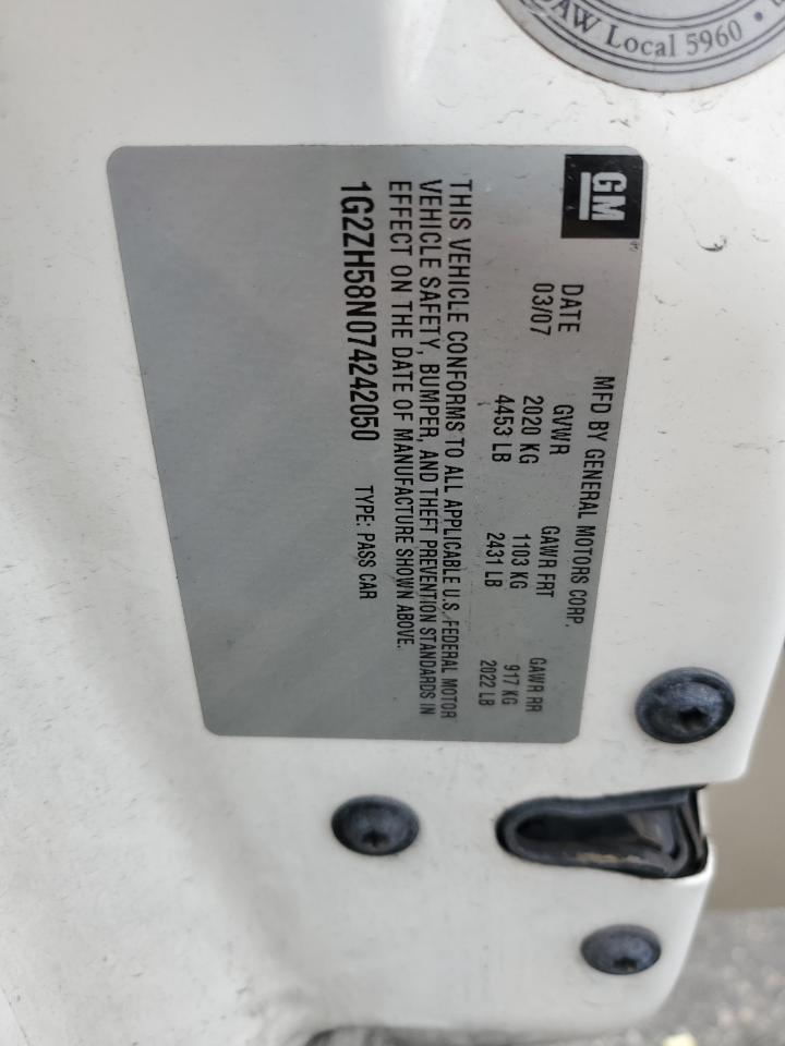 2007 Pontiac G6 Gt VIN: 1G2ZH58N074242050 Lot: 81115625