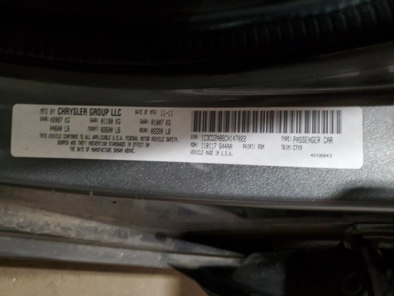 2012 Dodge Avenger Se VIN: 1C3CDZAB6CN147022 Lot: 90135485