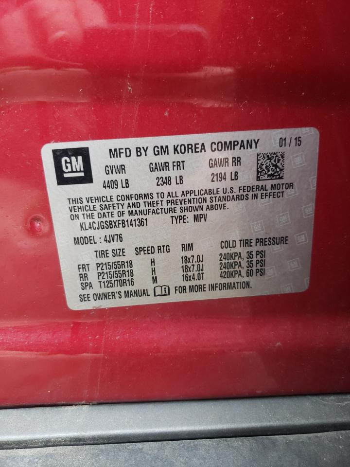 2015 Buick Encore VIN: KL4CJGSBXFB141361 Lot: 85778635