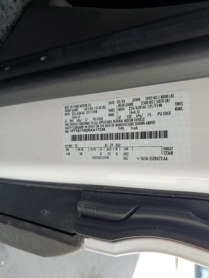 2024 Ford Transit Cargo Van T- VIN: 1FTYE1Y82RKA17338 Lot: 82764665