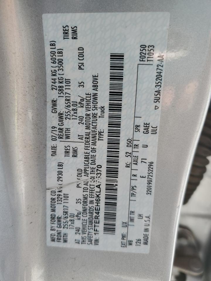 2019 Ford Ranger Xl VIN: 1FTER4EH6KLA75370 Lot: 87001605