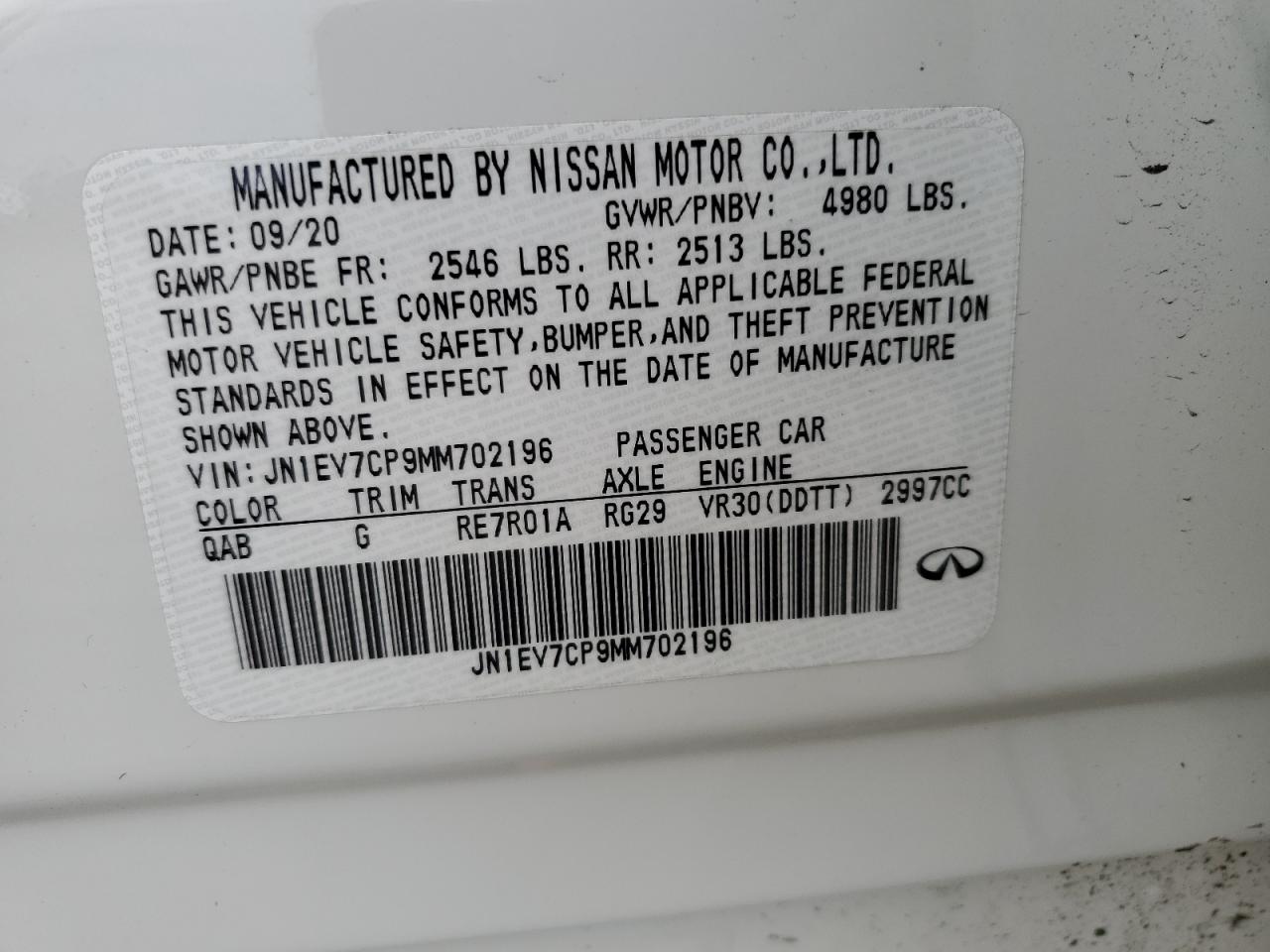 2021 Infiniti Q50 Sensory VIN: JN1EV7CP9MM702196 Lot: 82191645