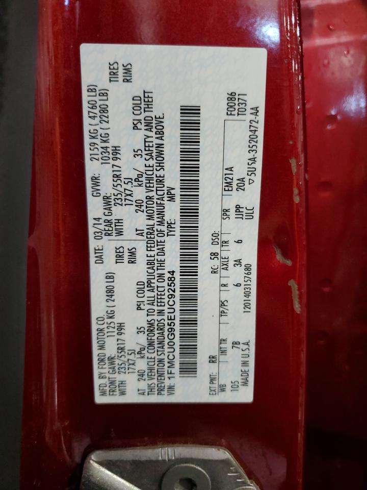 2014 Ford Escape Se VIN: 1FMCU0G95EUC92584 Lot: 85894715