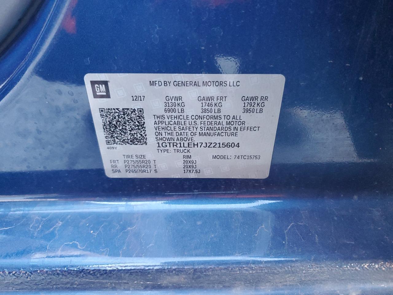 2018 GMC Sierra C1500 VIN: 1GTR1LEH7JZ215604 Lot: 82669425