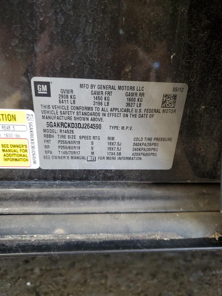 2013 Buick Enclave VIN: 5GAKRCKD3DJ264590 Lot: 87236685