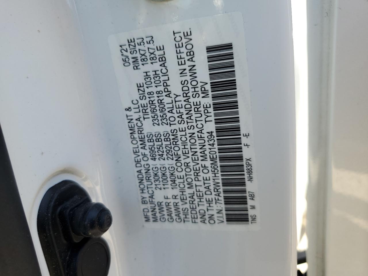 2021 Honda Cr-V Ex VIN: 7FARW1H56ME014394 Lot: 87081525