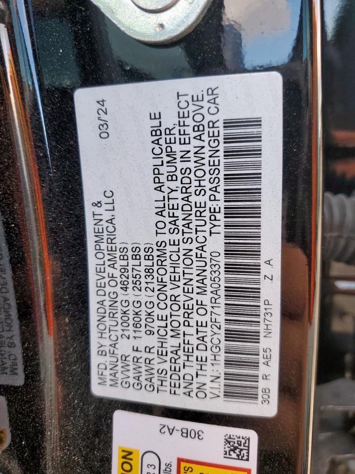 2024 Honda Accord Hybrid Sport-L VIN: 1HGCY2F71RA053370 Lot: 85757215