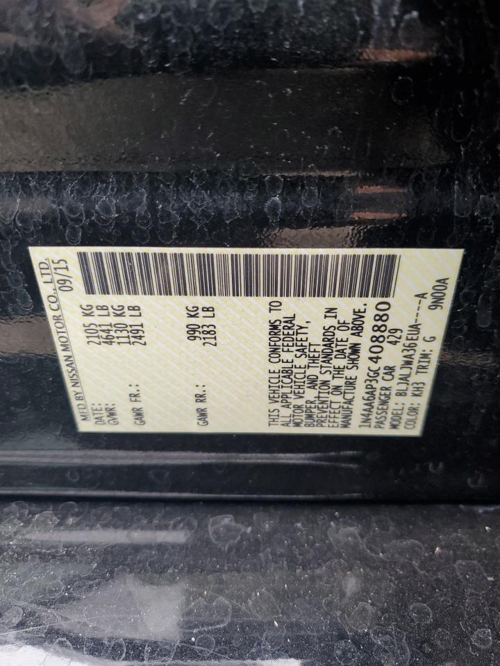 2016 Nissan Maxima 3.5S VIN: 1N4AA6AP3GC408880 Lot: 82581665