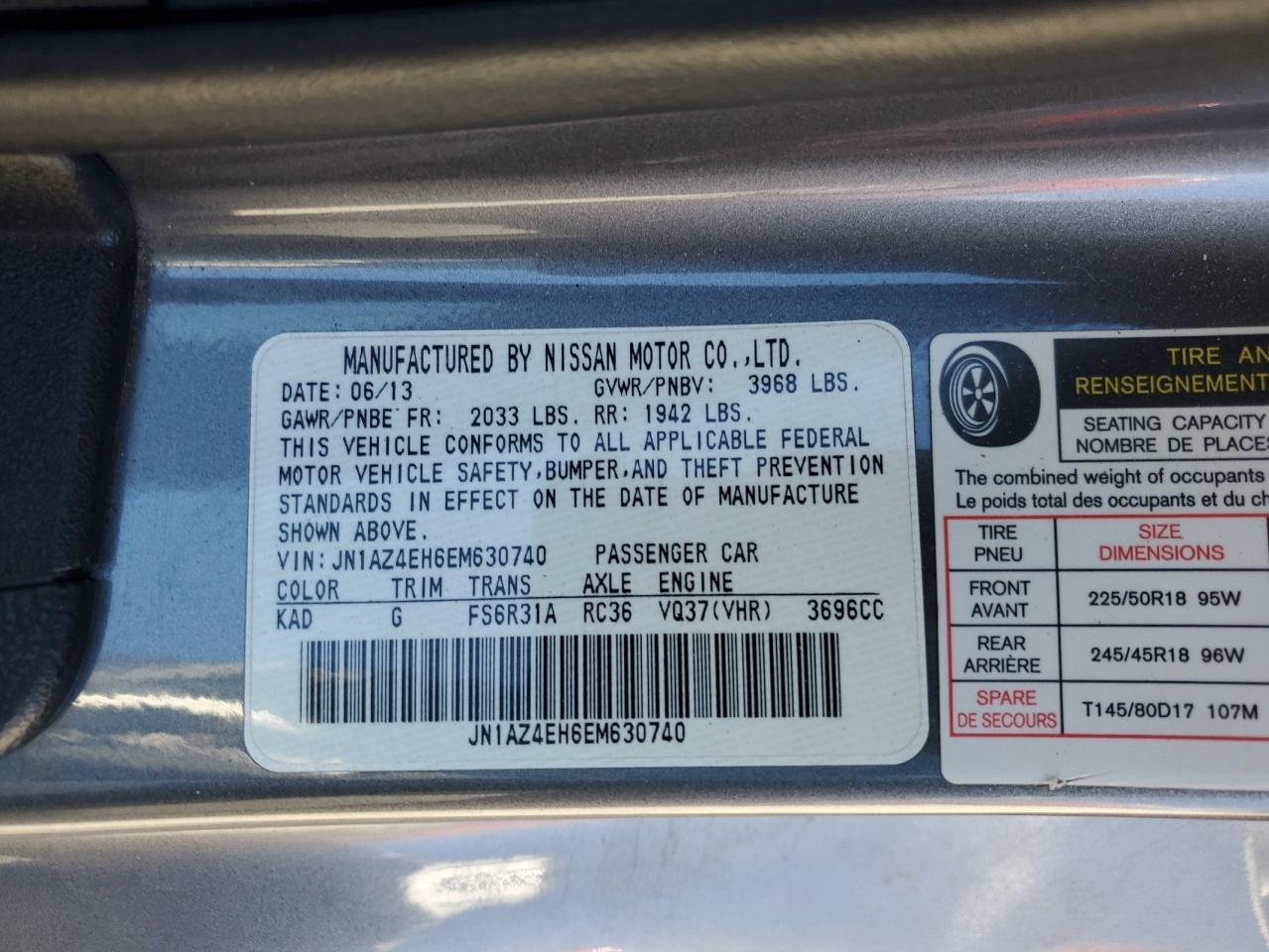 2014 Nissan 370Z Base VIN: JN1AZ4EH6EM630740 Lot: 90908885