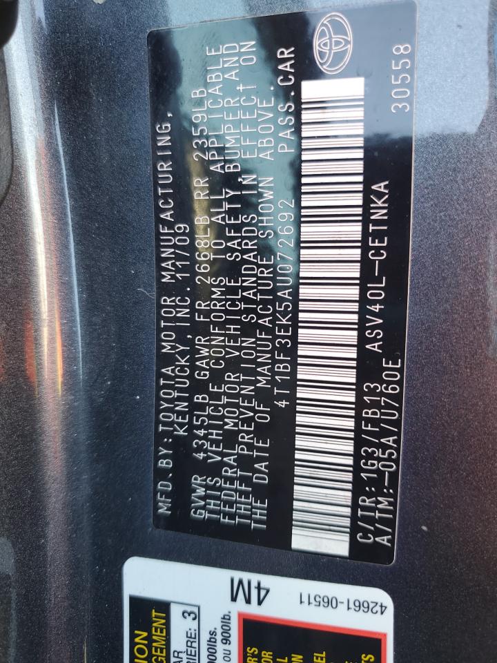 2010 Toyota Camry Base VIN: 4T1BF3EK5AU072692 Lot: 82439405