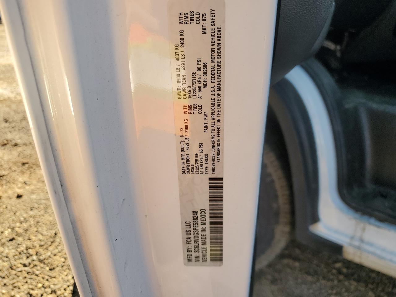 2023 Ram Promaster 2500 2500 High VIN: 3C6LRVDG3PE588248 Lot: 85911255