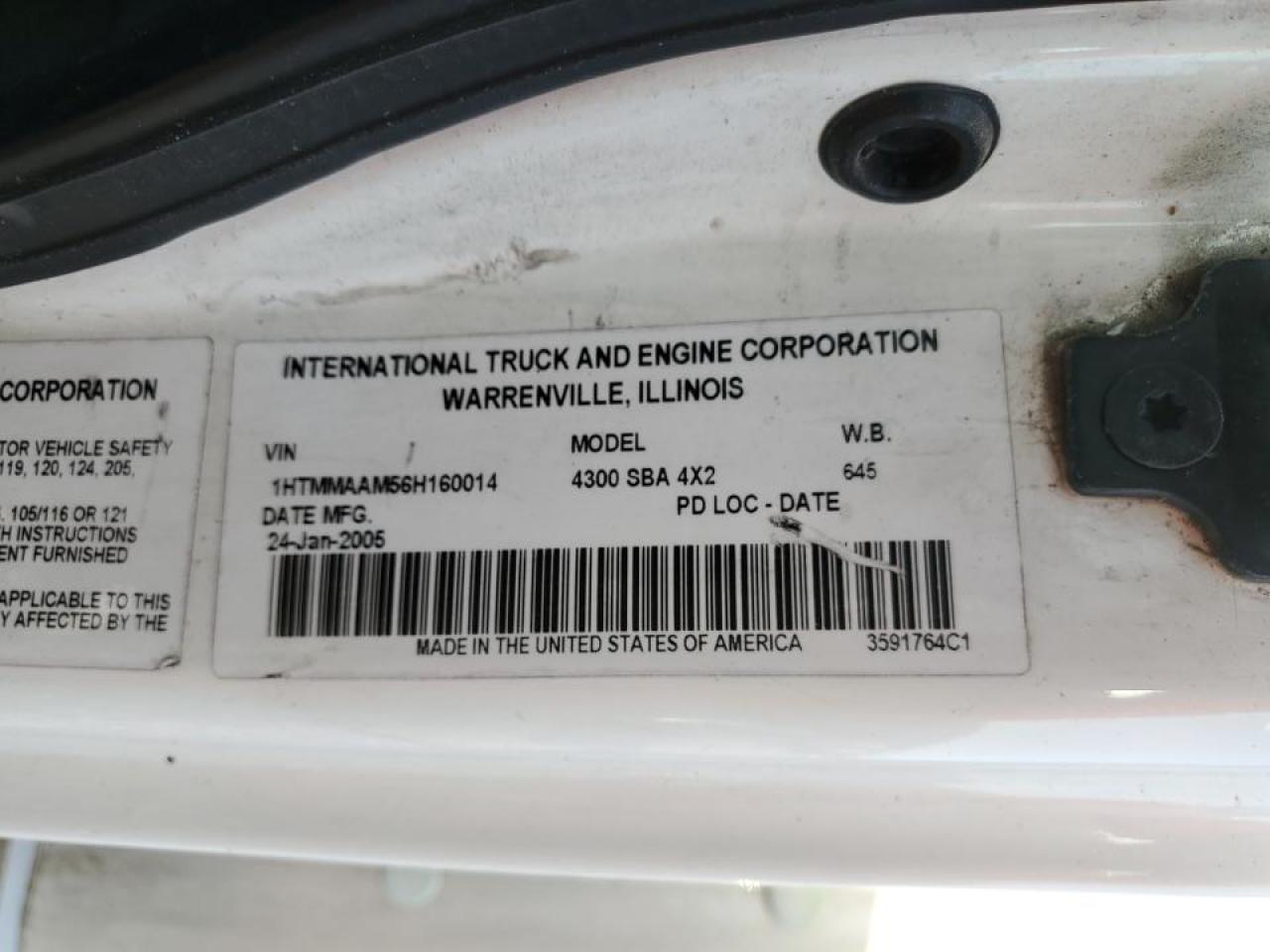 2006 International 4300 Box Truck VIN: 1HTMMAAM56H160014 Lot: 89618725