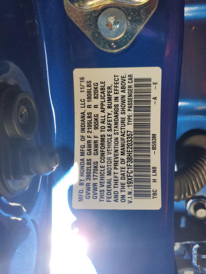 2017 Honda Civic Ex VIN: 19XFC1F38HE203357 Lot: 82274995