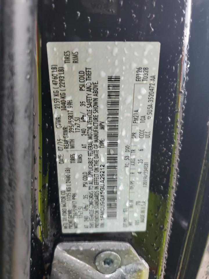 2016 Ford Escape Se VIN: 1FMCU9GX5GUA29212 Lot: 90501495