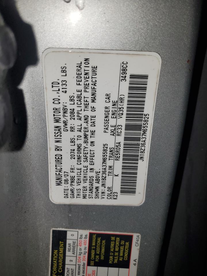 2007 Nissan 350Z Roadster VIN: JN1BZ36A37M655825 Lot: 82723625