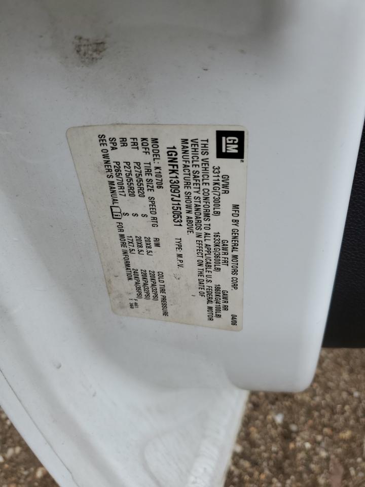 2007 Chevrolet Tahoe K1500 VIN: 1GNFK13097J150531 Lot: 82285035