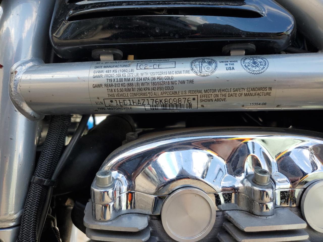 2006 Harley-Davidson Vrsca VIN: 1HD1HAZ176K809876 Lot: 90296505