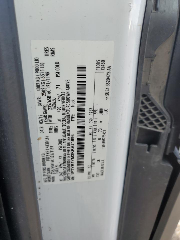 2019 Ford Transit T-250 VIN: 1FTYR1YM3KKA71996 Lot: 82202455